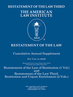 cover image of Restatement of the Law Third, Restitution and Unjust Enrichment